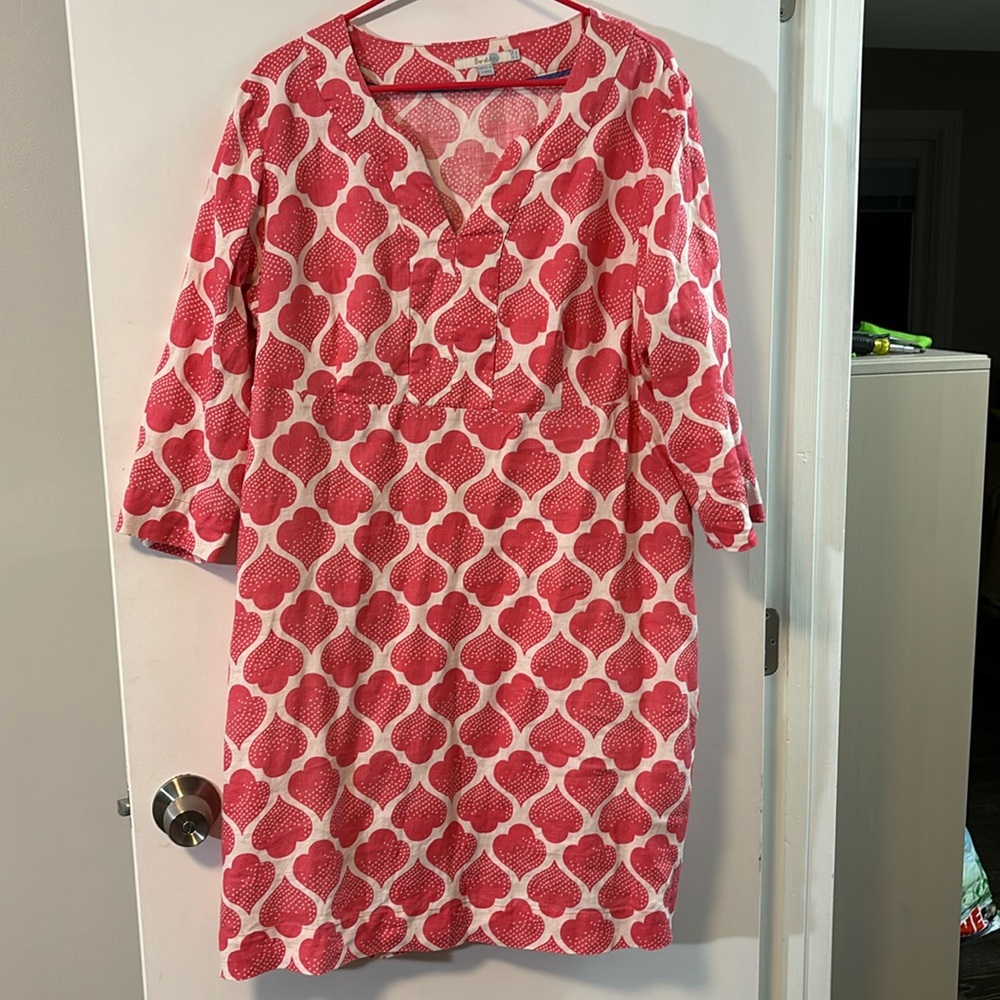 Pink Hearts Boden Tunic Dress, Size 16L.
